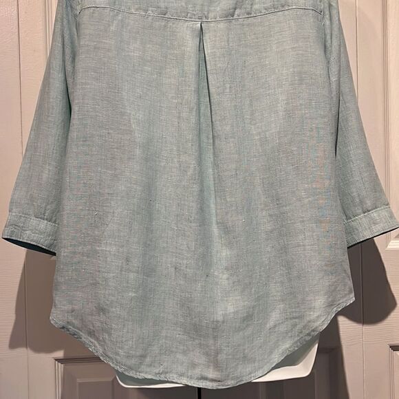 Maeve‎ by Anthropologie 100% Linen Lace Up Top in Seafoam Size 8 (fits larger) - Picture 10 of 14